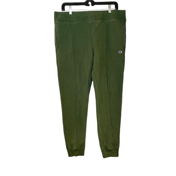 Champion Men's Reverse Weave Cuffed Joggers Thick Solid Size L Green‎ 212583 - Picture 1 of 6